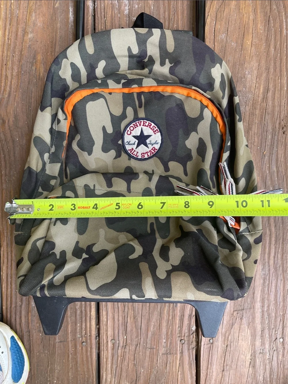 Toddler Converse Camouflage Rolling Backpack with Orange Accents
